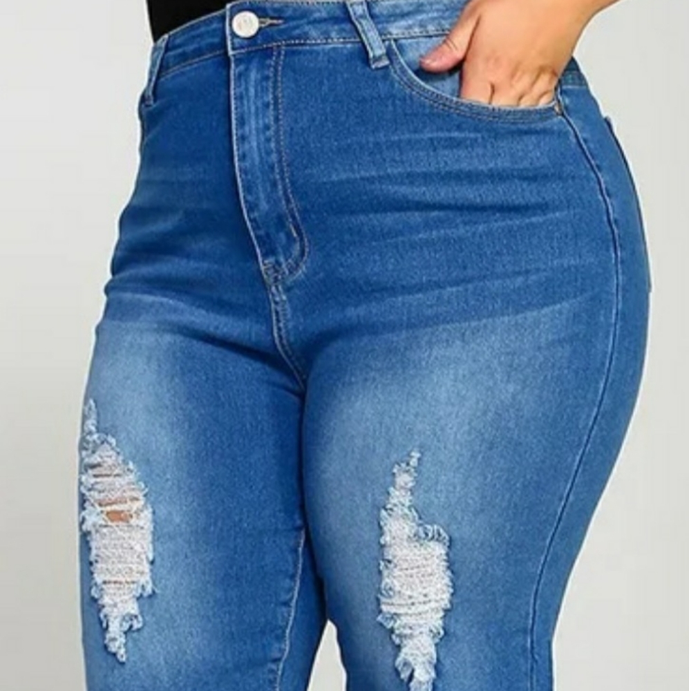 Distressed Light Denim Shorts